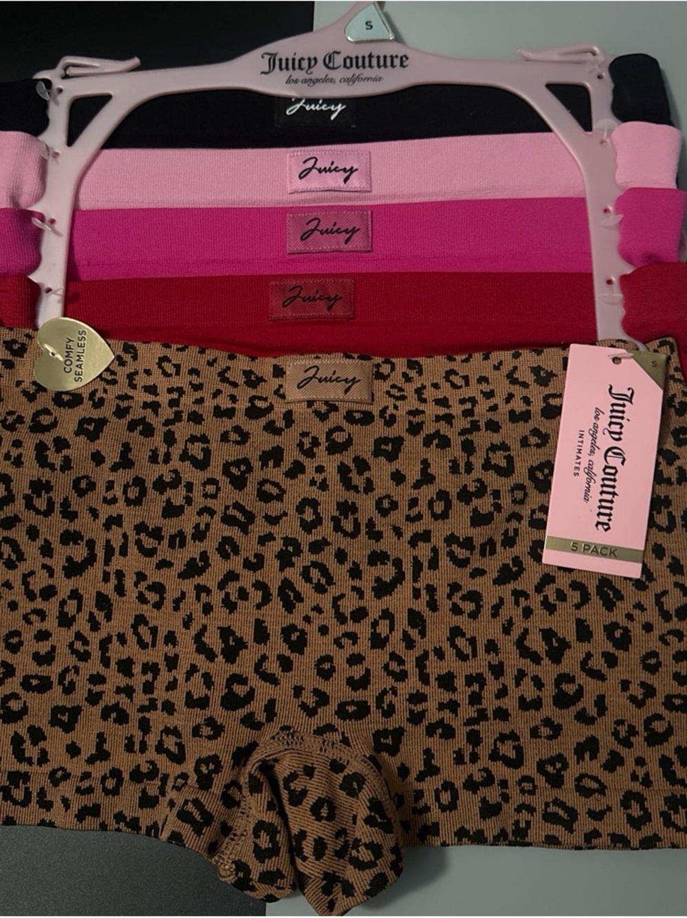 Juicy Couture Kids Leopard Print and Assorted Pink 5-Pack Bottoms